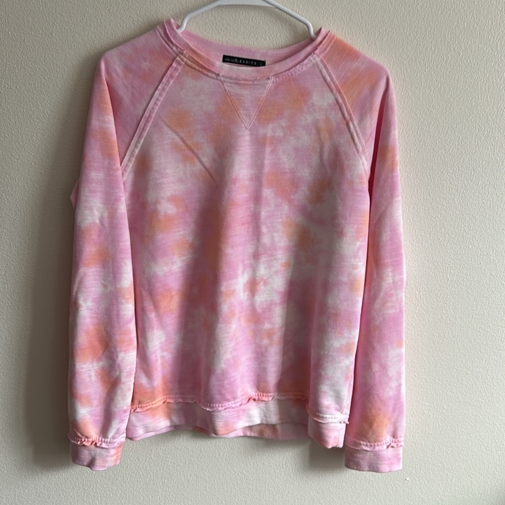 Miki Miette Girls Pink/White Super Soft Cotton Iggy Tie Dye Sweatshirt ..Size: L